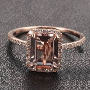 1.50 ct Peach Pink Morganite and Diamond Ring